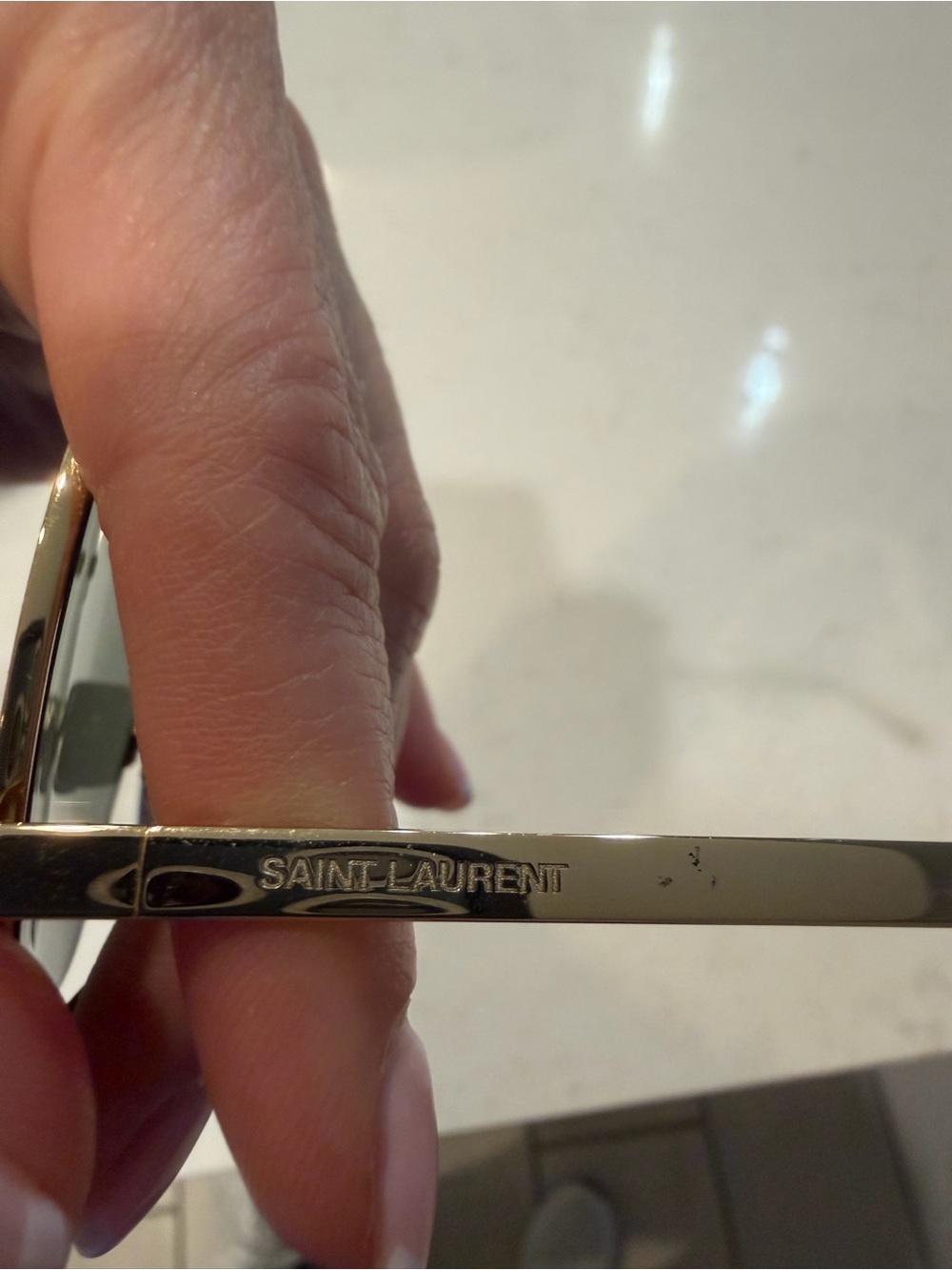 Saint Laurent Aviator Sunglasses with Black Case - Gold Frame, Green Lenses - Picture 6 of 8